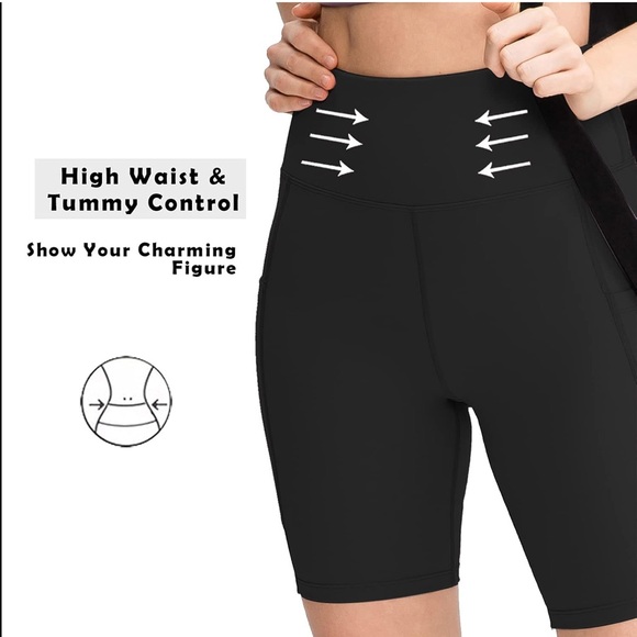 Women's Black High-Waisted Bikers Shorts - Picture 4 of 12